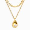 Moonstone Hidden Heart Necklace & Herringbone Chain mySite