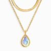 Moonstone Hidden Heart Necklace & Herringbone Chain mySite