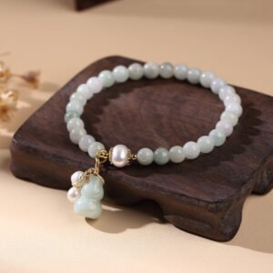 LightGreenJadeWuLouAmuletBracelet8 Buddha & Karma Light Green Jade Wu Lou Amulet Bracelet - Feng Shui Bracelet for Health