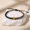 Buddha & Karma Om Mani Padme Hum Red & Black String Bracelets - Luck & Protection
