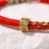 Buddha & Karma Om Mani Padme Hum Red & Black String Bracelets - Luck & Protection