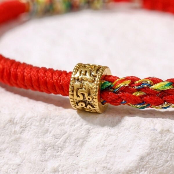 Buddha & Karma Om Mani Padme Hum Red & Black String Bracelets - Luck & Protection