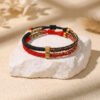 Buddha & Karma Om Mani Padme Hum Red & Black String Bracelets - Luck & Protection