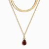 Garnet January Birthstone Sway Necklace & Herringbone Chain mySite