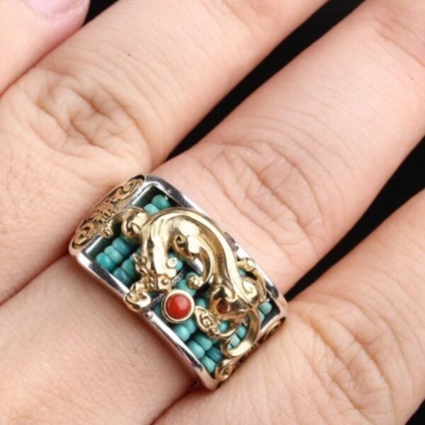 JADE & QI Pixiu Abacus Turquoise Ring - Fortune Keeper