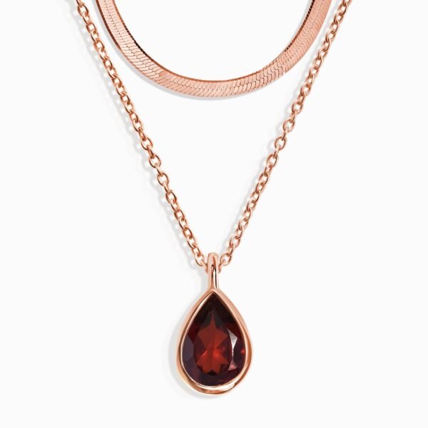 Pink Quartz Hidden Heart Necklace & Herringbone Chain mySite