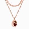 Pink Quartz Hidden Heart Necklace & Herringbone Chain mySite