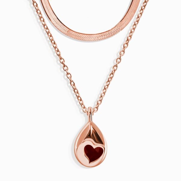 Pink Quartz Hidden Heart Necklace & Herringbone Chain mySite