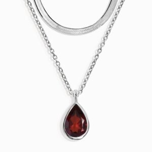 Pink Quartz Hidden Heart Necklace & Herringbone Chain mySite