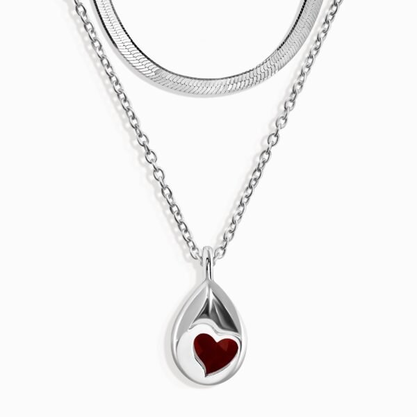 Pink Quartz Hidden Heart Necklace & Herringbone Chain mySite