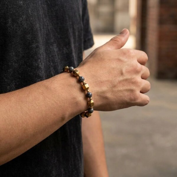Buddha & Karma Double Power Wealth Magnet Bracelet - Pyrite, Black Agate