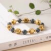 Buddha & Karma Double Power Wealth Magnet Bracelet - Pyrite, Black Agate