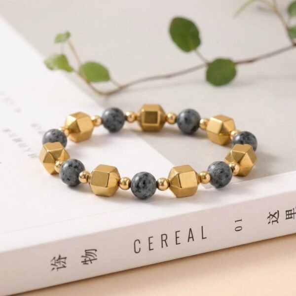 Buddha & Karma Double Power Wealth Magnet Bracelet - Pyrite, Black Agate