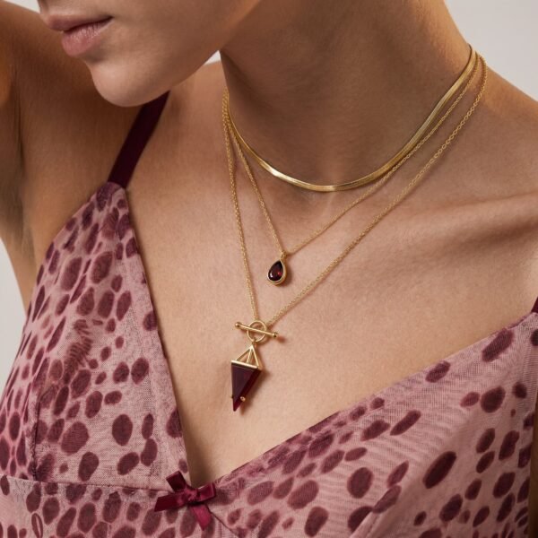Pink Quartz Hidden Heart Necklace & Herringbone Chain mySite