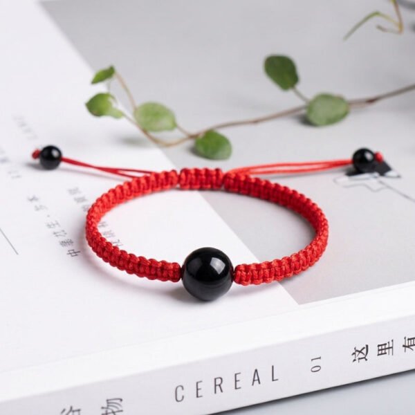 Buddha & Karma Red String Rainbow Obsidian Bracelet mySite