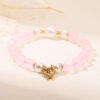 Rose Quartz Pearl Butterfly Pendant Love Bracelet mySite