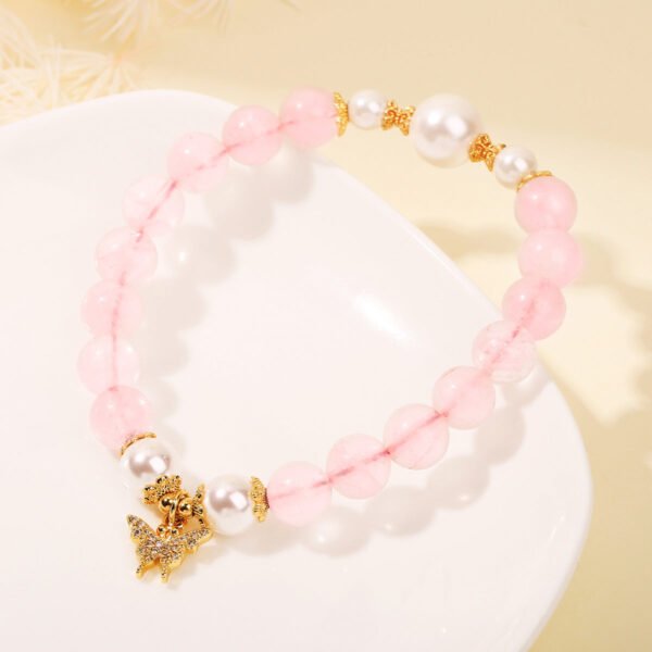 Rose Quartz Pearl Butterfly Pendant Love Bracelet mySite