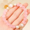 Rose Quartz Pearl Butterfly Pendant Love Bracelet mySite