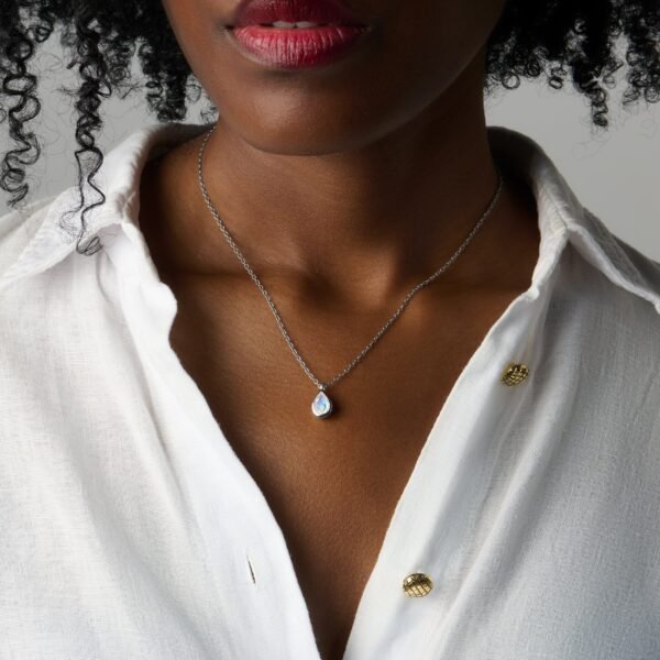 Moonstone Hidden Heart Necklace & Herringbone Chain mySite