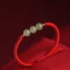 Three Beads Jade Luck Red String Bracelet