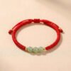 Three Beads Jade Luck Red String Bracelet