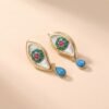 Vintage Style Evil Eye Earrings with Heart-Shaped Rhinestone