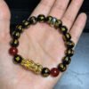 Year of the Fire Horse Wealth Bracelet - Black Obsidian Red Agate Pixiu Bracelet