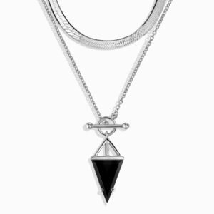 black-obsidian-heroine-t-lock-necklace-herringbone-chain-silver Black Obsidian Heroine & Herringbone Necklaces mySite