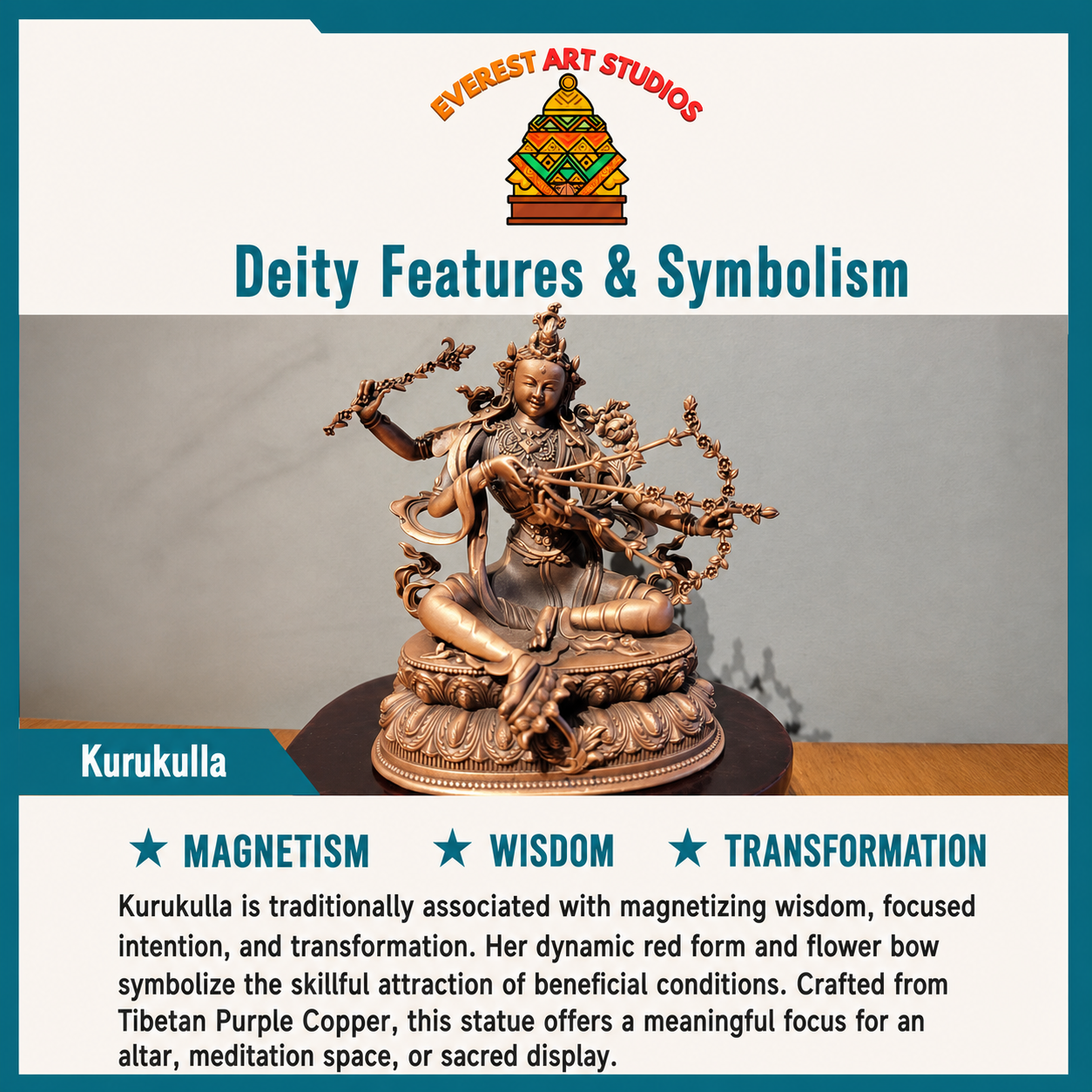 Kurukulla deity and symbolism information card