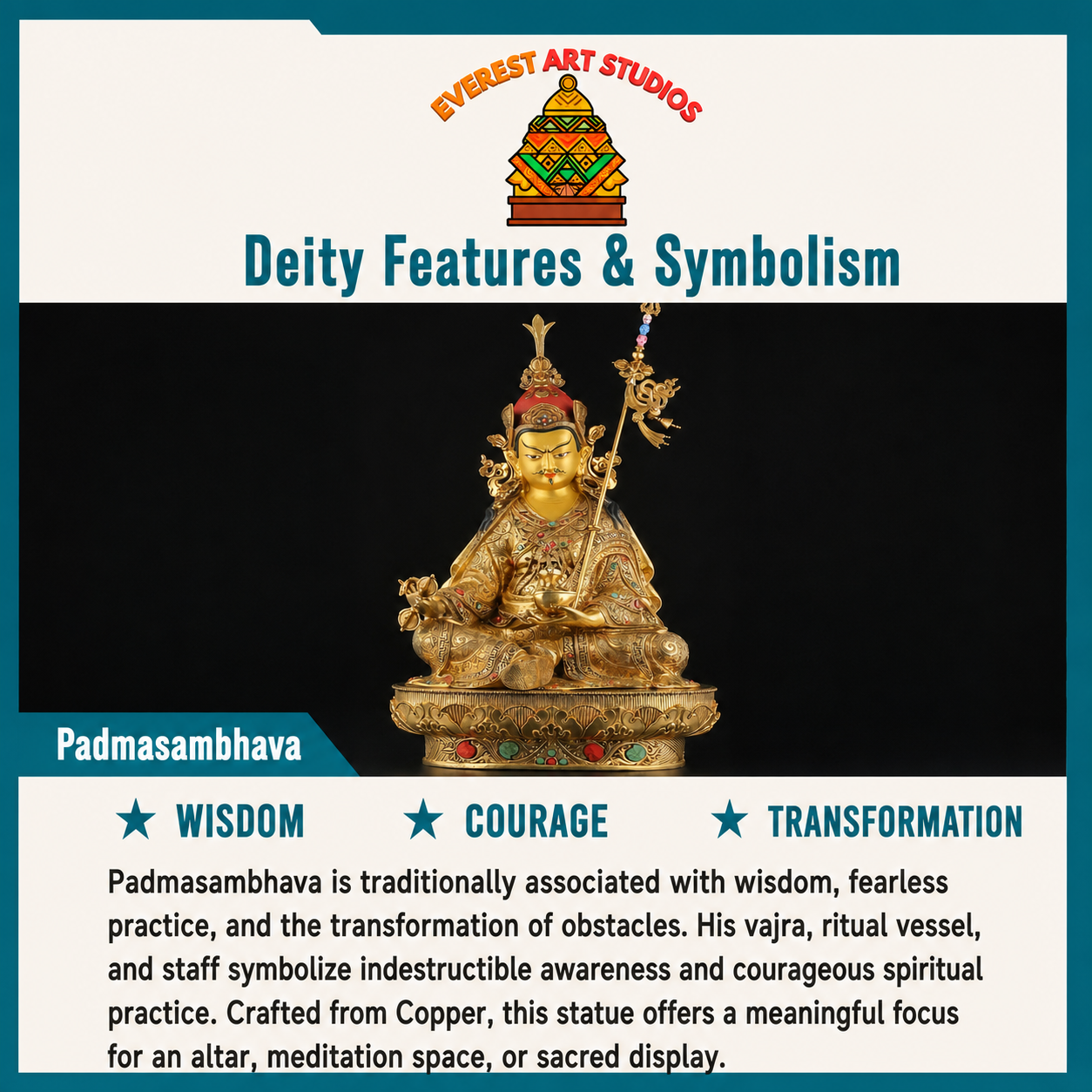 Padmasambhava deity and symbolism information card