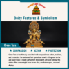 Green Tara deity features and symbolism infographic