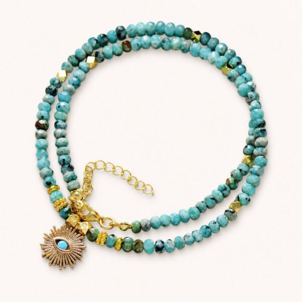 Turquoise Evil Eye Sun Charm Protection Necklace mySite