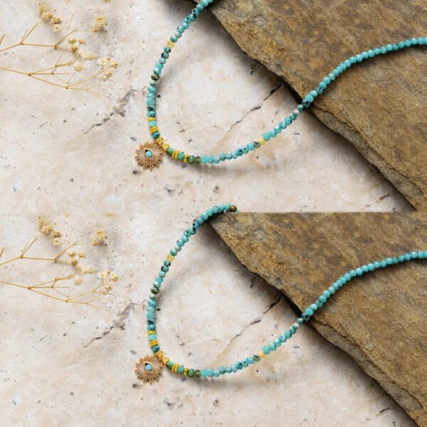 Turquoise Evil Eye Sun Charm Protection Necklace mySite