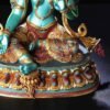Handcrafted Green Tara Brass Statue – Nepalese Style Tibetan Buddhist Deity with Painted Back Panel (9 inch)