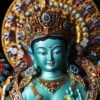 Handcrafted Green Tara Brass Statue – Nepalese Style Tibetan Buddhist Deity with Painted Back Panel (9 inch)