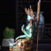 Handcrafted Green Tara Brass Statue – Nepalese Style Tibetan Buddhist Deity with Painted Back Panel (9 inch)