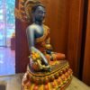 Handcrafted Blue Medicine Buddha Statue – Nepalese Style Tibetan Buddhist Deity with Painted Back Panel (9 inch)