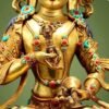 Vajrasattva Statue | Full Gilded Copper Buddha with Gem Inlay | Tibetan Buddhist Home Altar Decor
