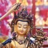 7” Manjushri Statue | Handcrafted Nepalese Copper Bodhisattva of Wisdom | Gold-Gilded Manjusri Sculpture for Clarity & Insight