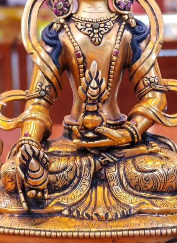 Kṣitigarbha Bodhisattva Statue • 24k Gold Gilded • Pure Copper • Handcrafted Nepal Buddhist Art