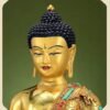 Full Gold-Plated Shakyamuni Buddha Statue with Tibetan Bead Inlays | Handmade Copper Buddhist Statue