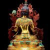 Full Gilded Green Tara Statue | Copper Buddhist Deity with Gem Inlay