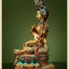 Full Gilded Green Tara Statue | Copper Buddhist Deity with Gem Inlay