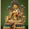 Full Gilded Green Tara Statue | Copper Buddhist Deity with Gem Inlay