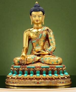 il_fullxfull.7534155283_kd3n Full Gold-Plated Shakyamuni Buddha Statue with Tibetan Bead Inlays | Handmade Copper Buddhist Statue