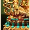 Full Gilded Green Tara Statue | Copper Buddhist Deity with Gem Inlay