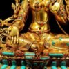 Full Gilded Green Tara Statue | Copper Buddhist Deity with Gem Inlay