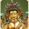Full Gilded Green Tara Statue | Copper Buddhist Deity with Gem Inlay