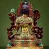 Full Gilded Green Tara Statue | Copper Buddhist Deity with Gem Inlay