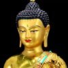 Full Gilded Medicine Buddha Statue | Copper Bhaisajyaguru with Gem Inlay
